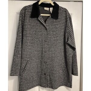LL‎ Bean Women Tweed Blazer Sport Coat Sz Large Vtg Equestrian Classic